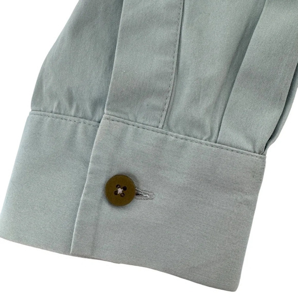 Piazza Sempione Light Blue Ruffle Button Down Shirt Blouse Made in Italy Sz M/8 - Picture 13 of 16